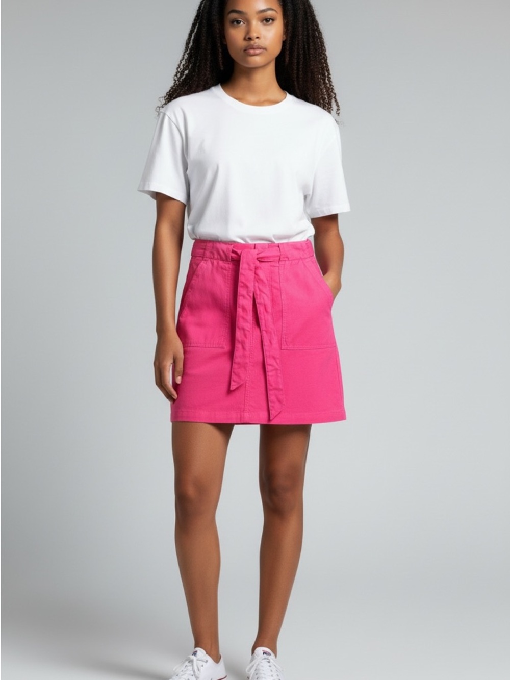 J.Crew Pink Mini Skirt Tie Waist High Waist Casual A Line Size 4